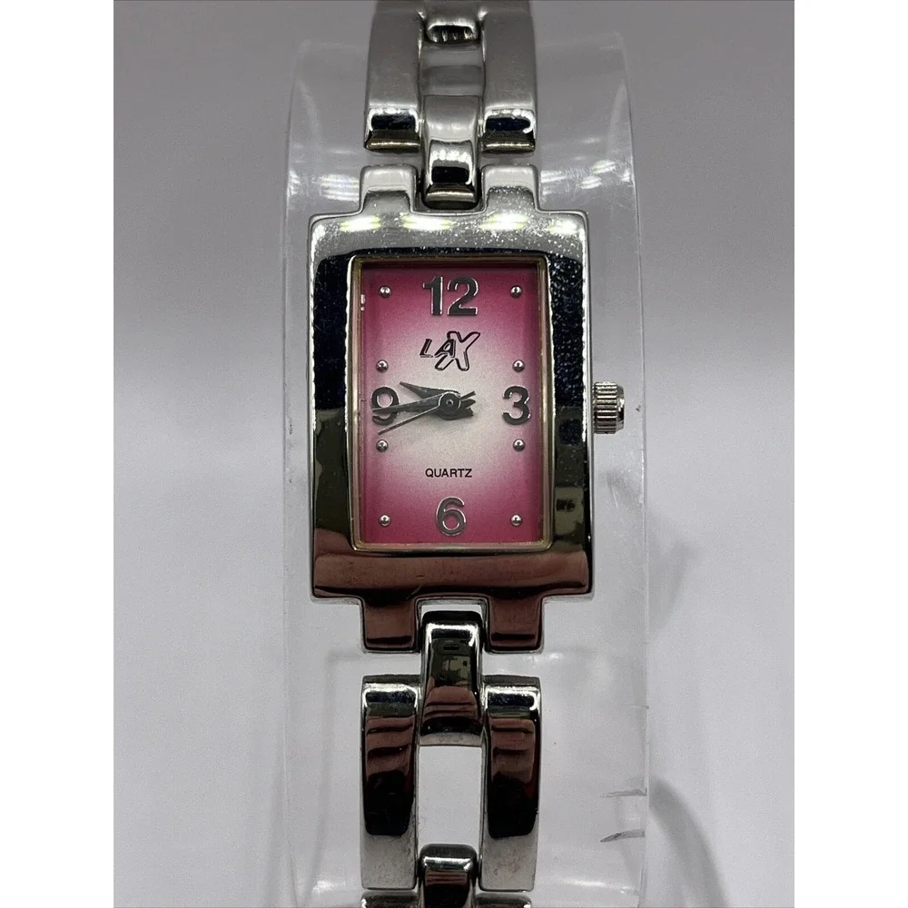 LAX Women's Silver Tone Quartz Watch Pink Dial- New Battery‎